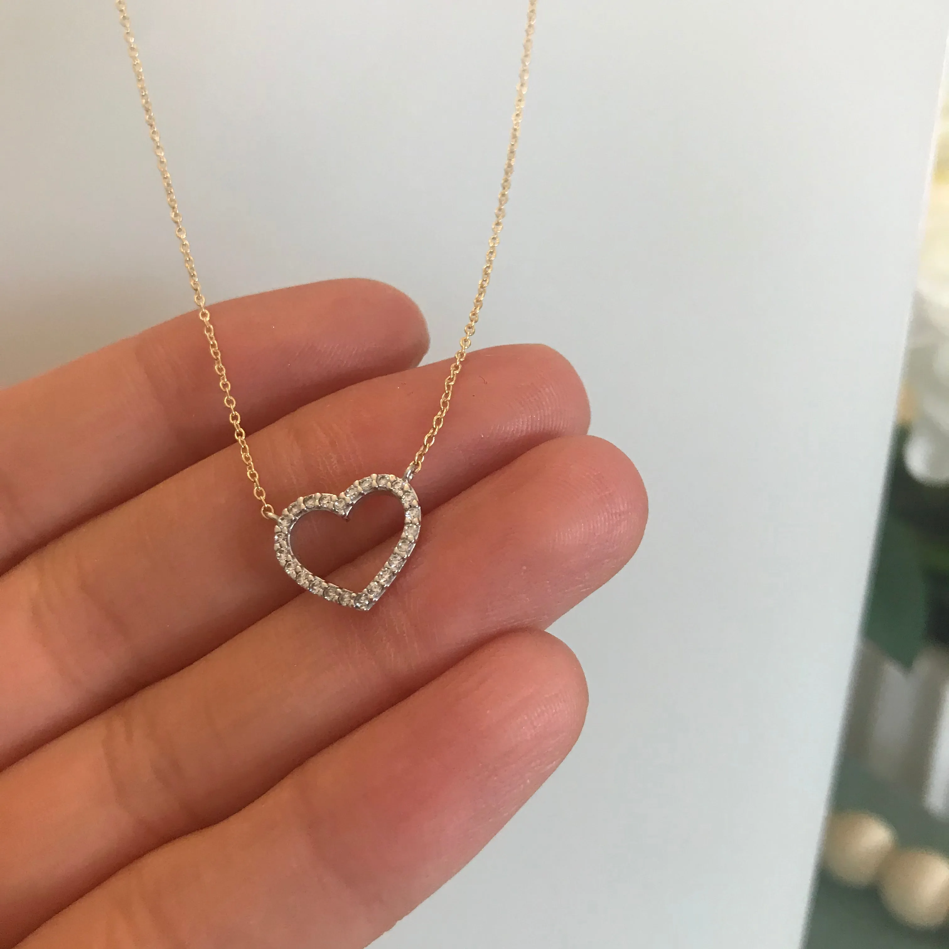 10k Gold CZ Heart Necklace