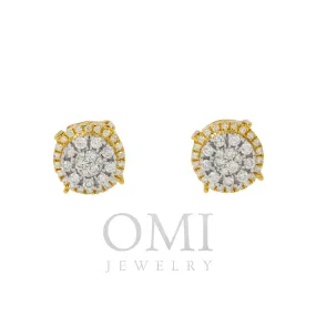 10K GOLD ROUND DIAMOND CLUSTER CIRCLE SHAPE EARRINGS 0.70 CTW