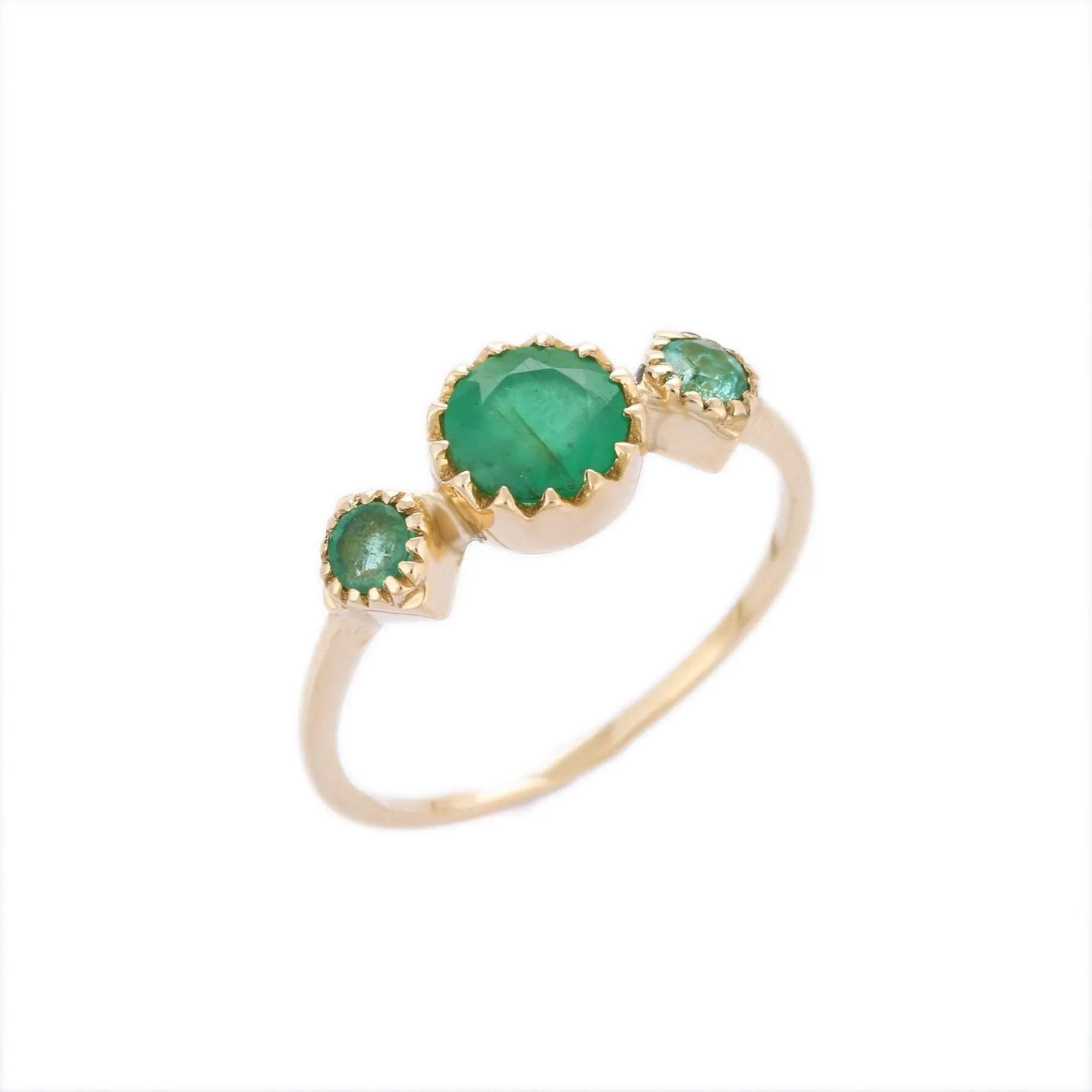 14K Yellow Gold Emerald Ring