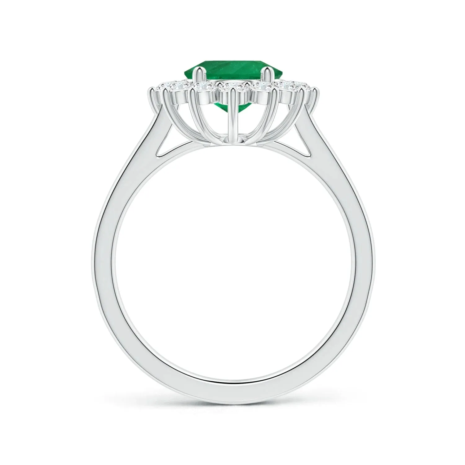 3.0 CT. Oval-Cut Emerald and White Sapphire with Sunburst Halo