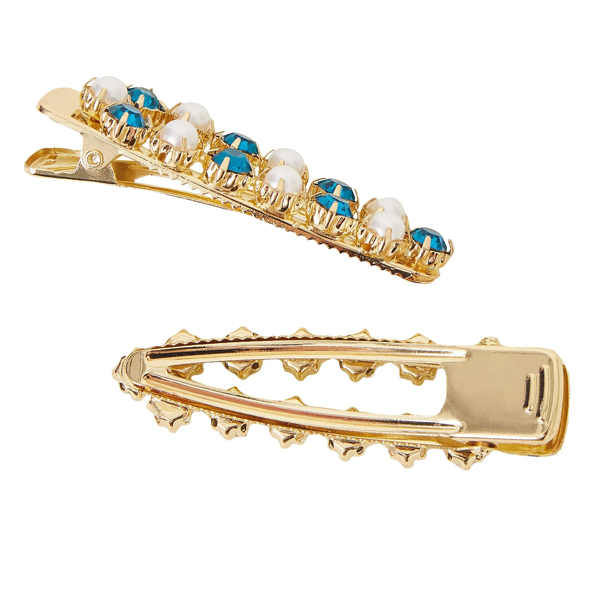 Accessorize London Snap Gem Pearl Hair Clips Set Of Two