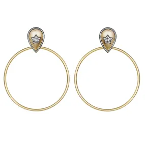 AMMANII Pavé Star Statement Hoop Earrings in Vermeil Gold