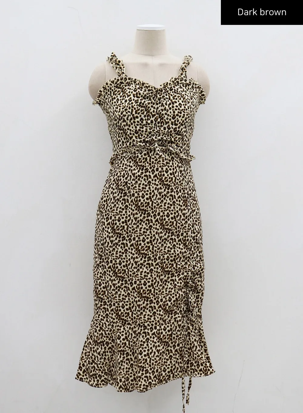 Animal Print Frill Detail Midi Dress CJ312