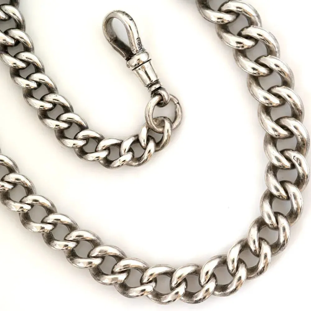 Antique Victorian 1899 Sterling Silver Watch Chain