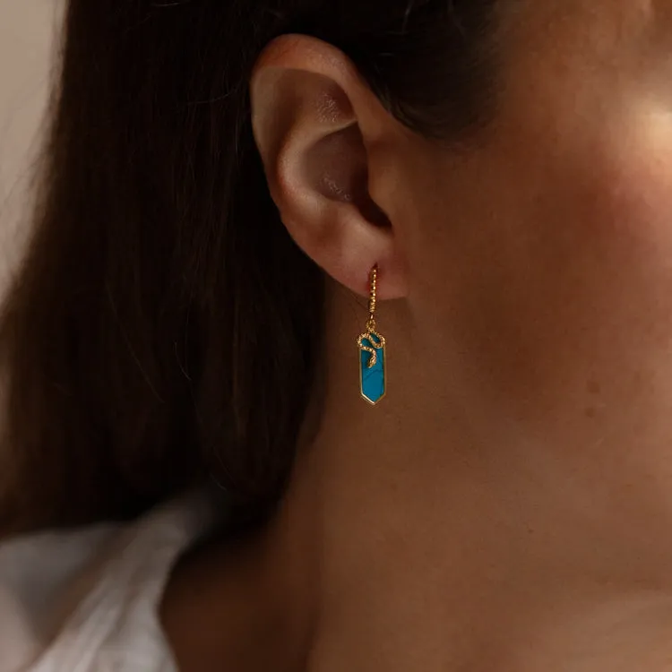 Awaken Asymmetrical Turquoise Snake Earrings