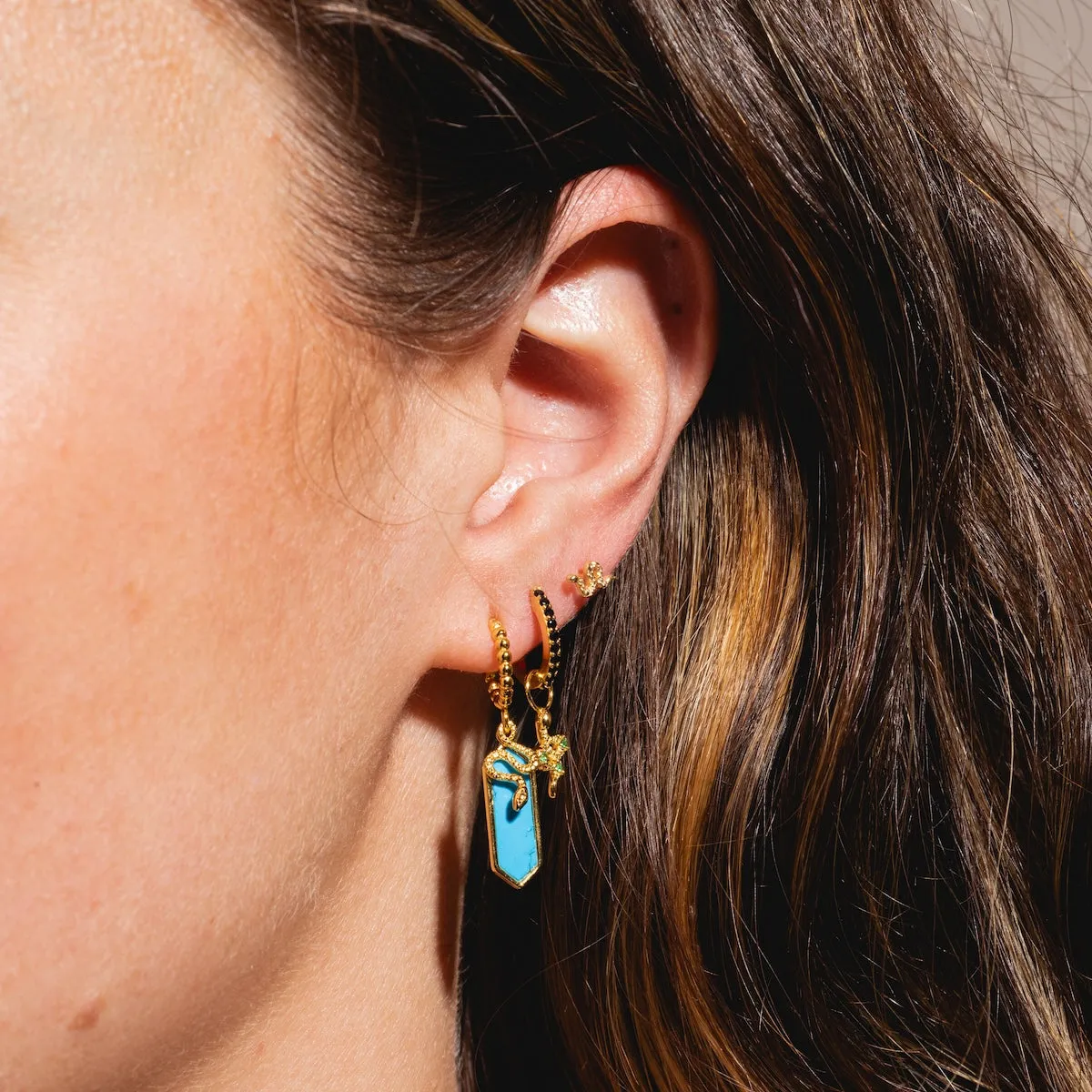 Awaken Asymmetrical Turquoise Snake Earrings