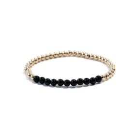 Black Onyx Gold Beaded Gemstone Bracelet