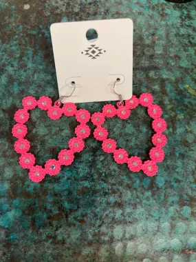 bling heart earrings pink