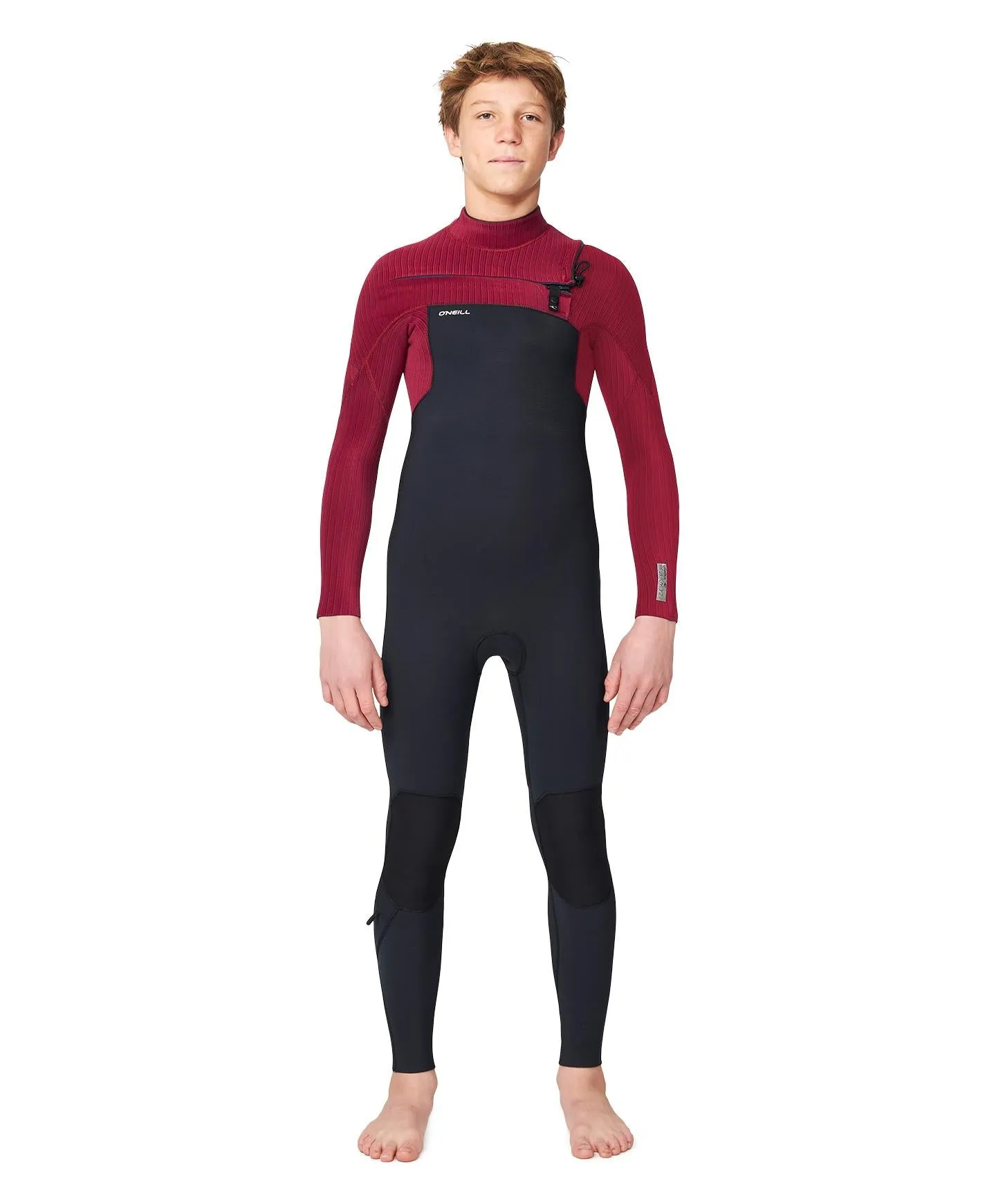 Boy's HyperFreak 3/2  Steamer Chest Zip Wetsuit - Dark Red