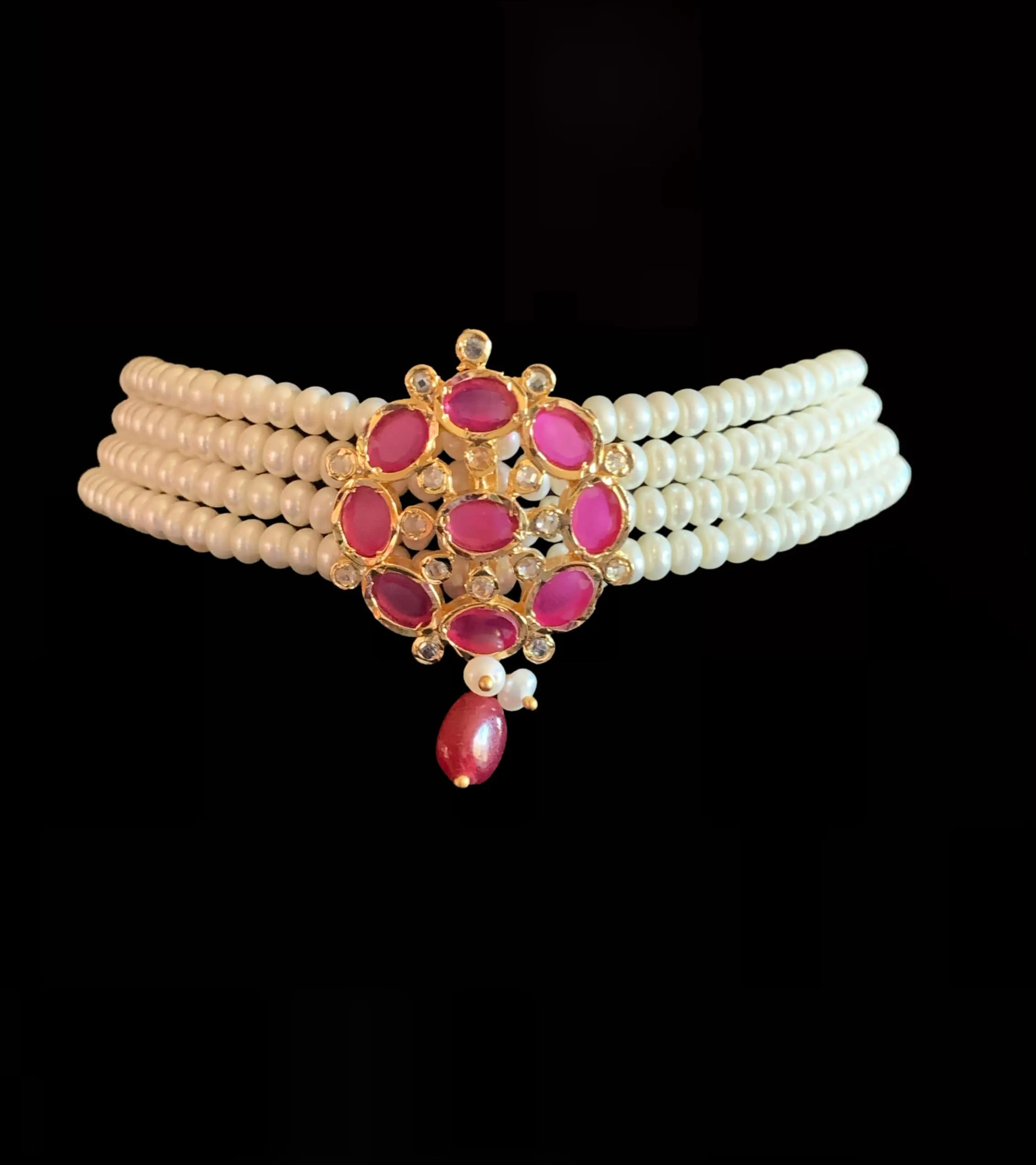 C11 Alma fresh water pearl choker set ( RUBY ) ( READY TO SHIP )