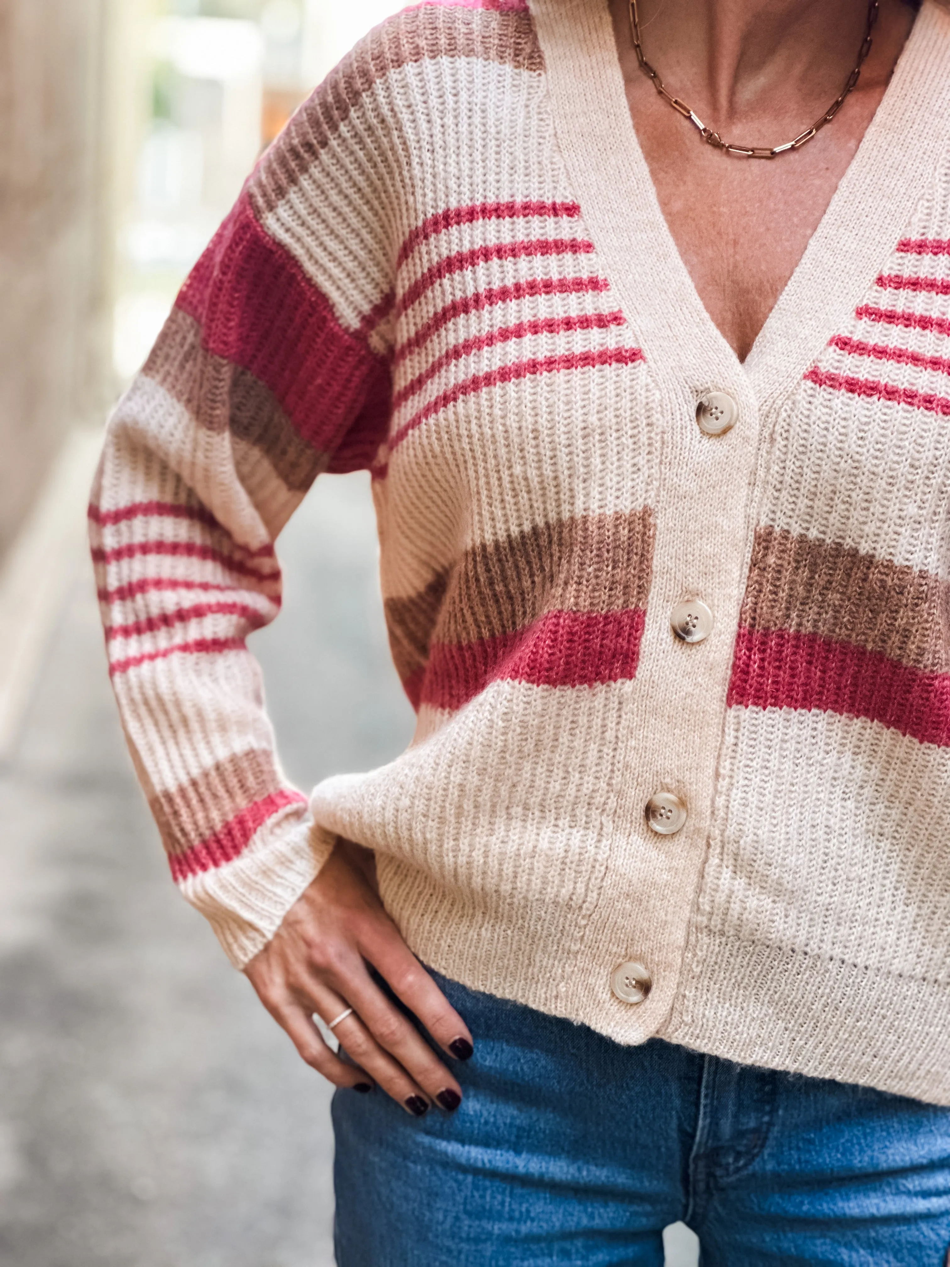 Candy Apple Striped Sweater Cardigan