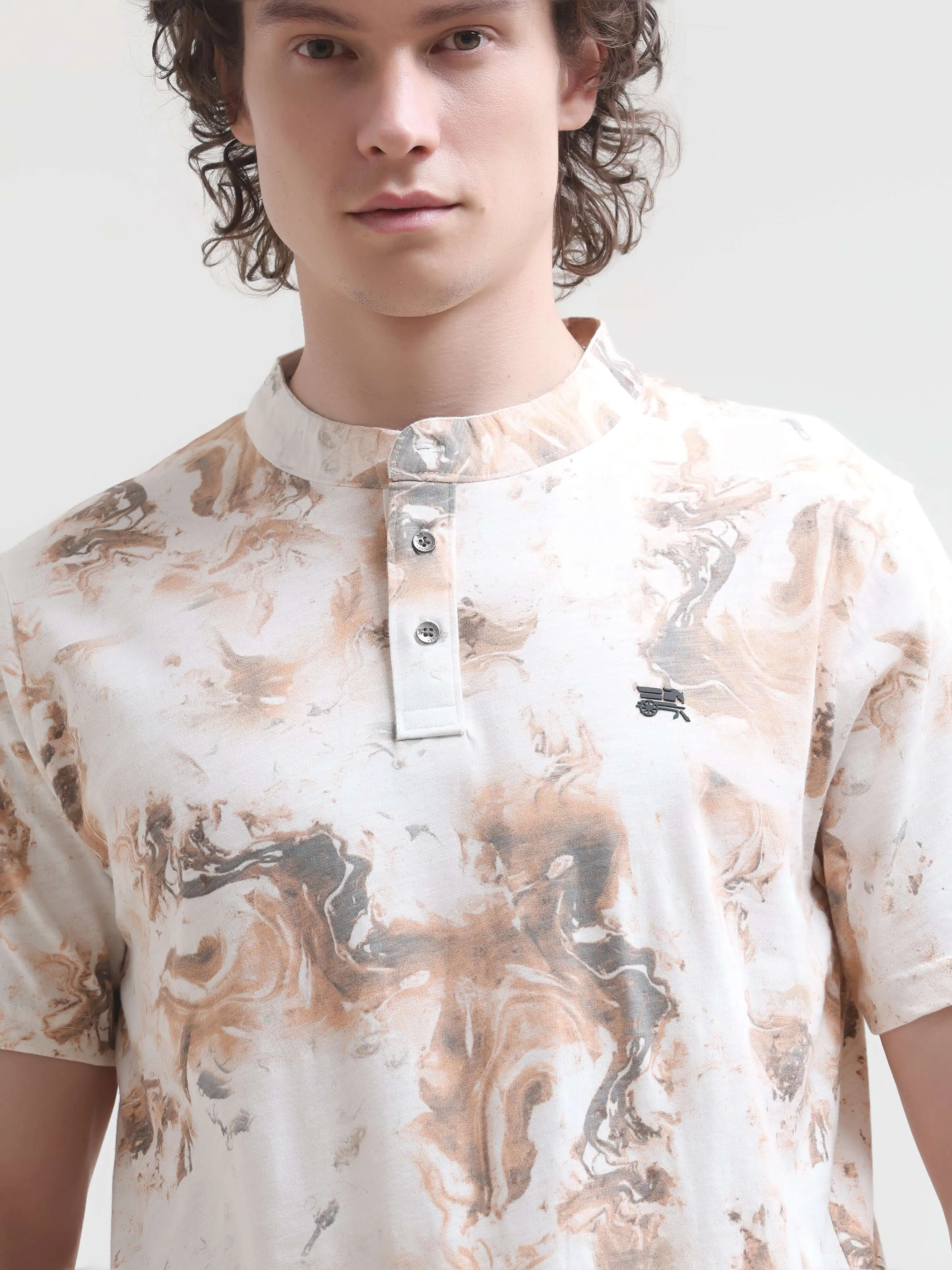 Caramel water color henley tshirt