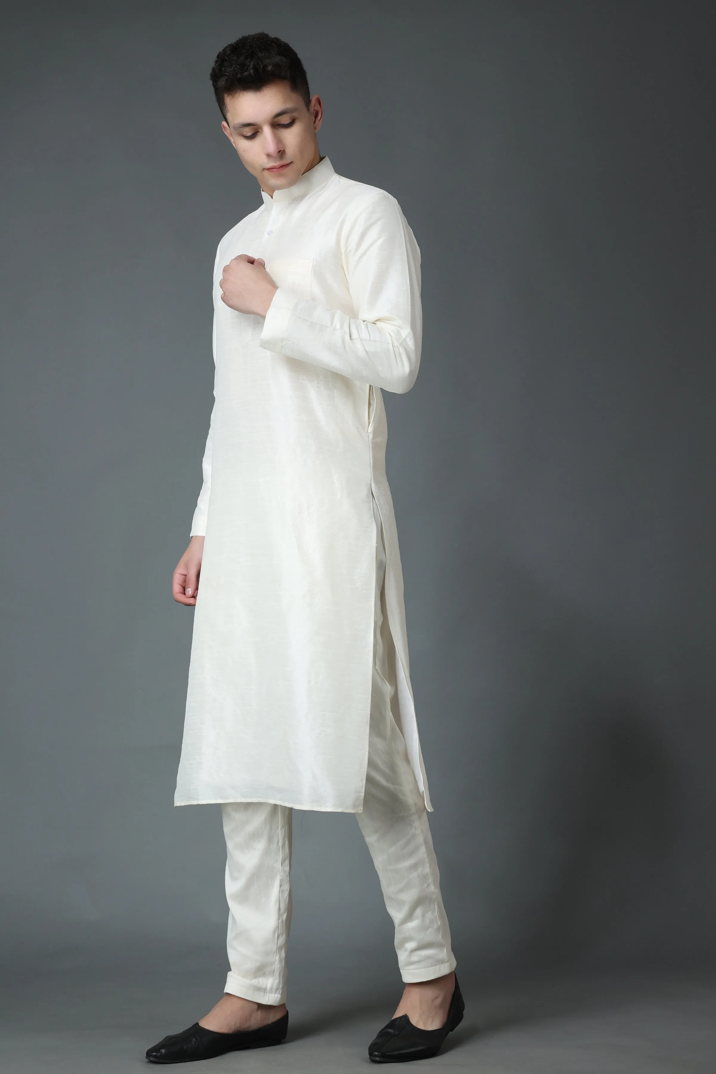 Celebratory White Silk Kurta