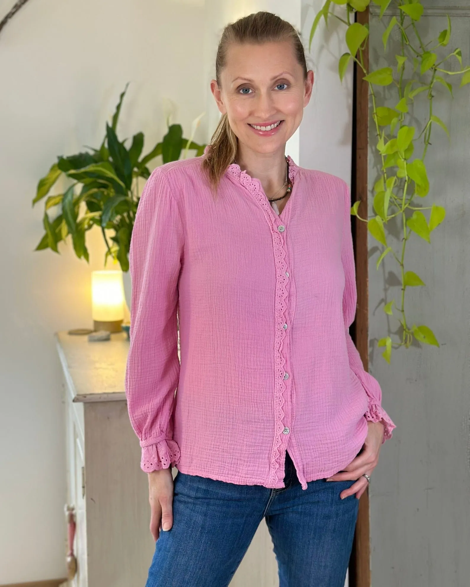 Cheesecloth Frill Shirt - Bubblegum Pink