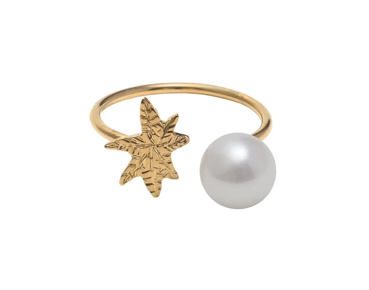 Coco De Mer Palm To Pearl Ring, Gold