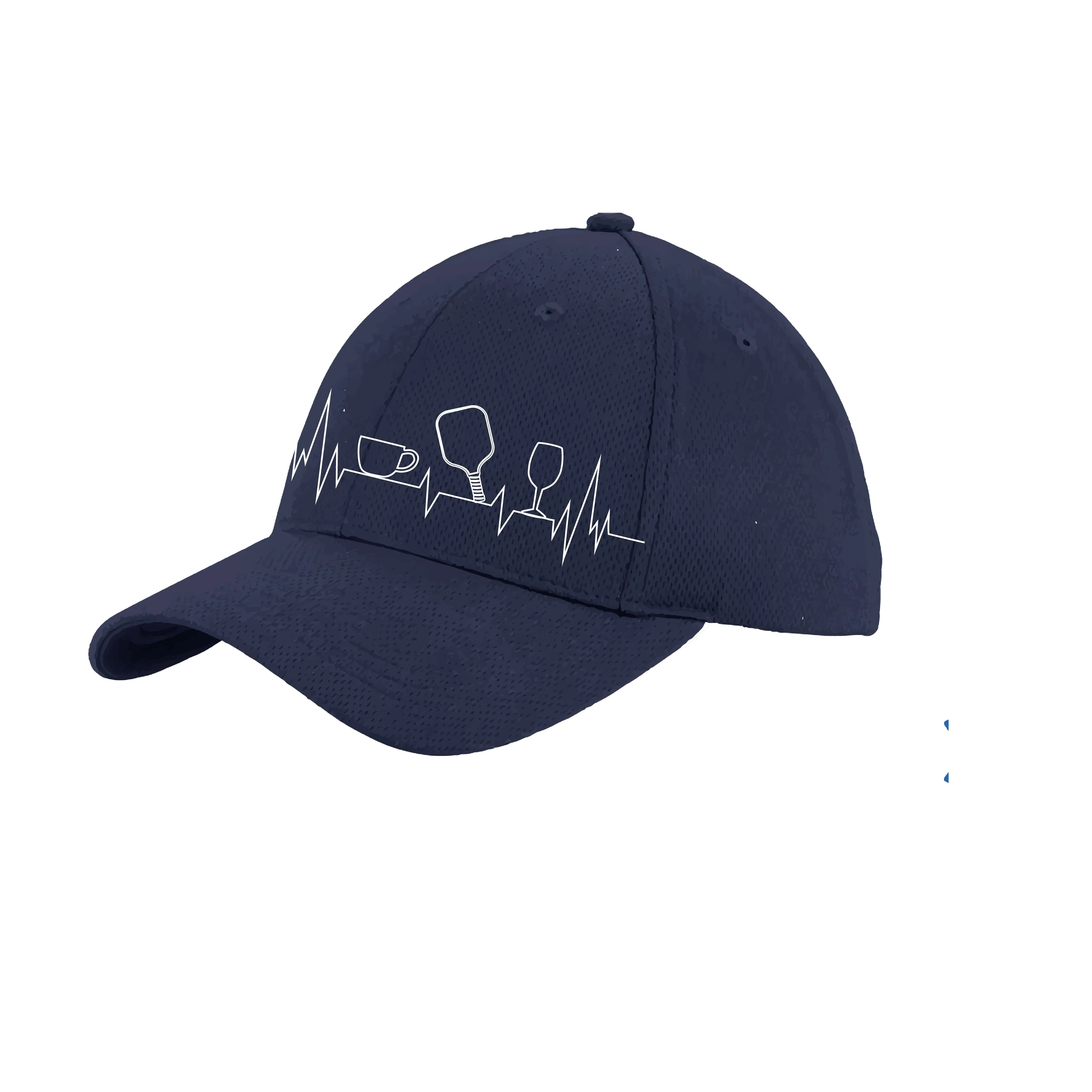 Coffee, Pickleball, Wine Heartbeat EKG | Pickleball Hat | Moisture-Wicking 100% Polyester