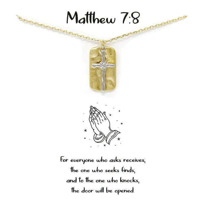 Copy of Tell Your Story: Matthew 7:8 Cross Pendant Simple Chain Short Necklace