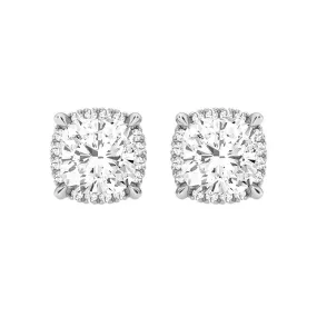 Cushion Cut Moissanite Shadow Halo Stud Earrings