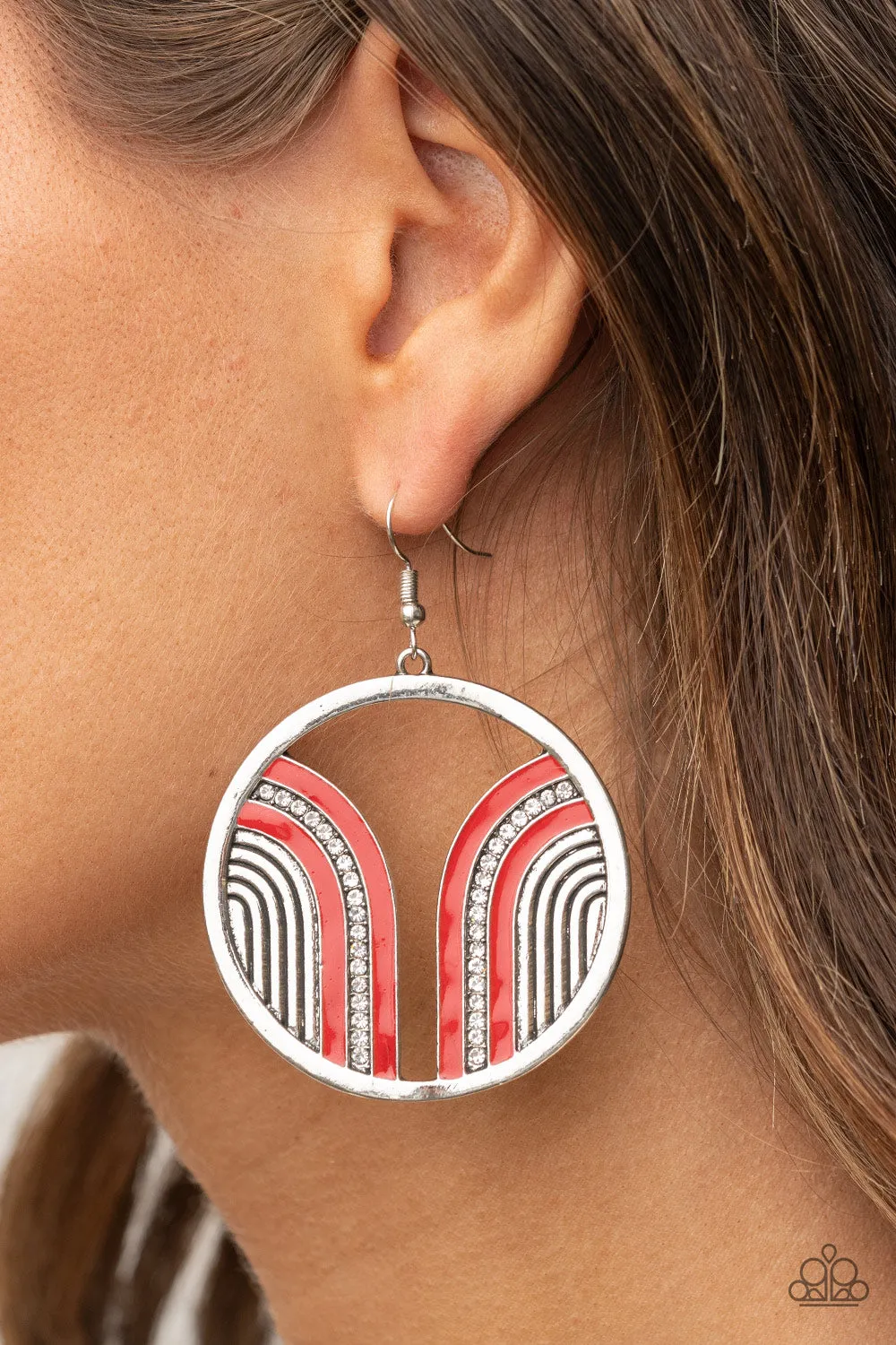 Delightfully Deco Red-Earrings