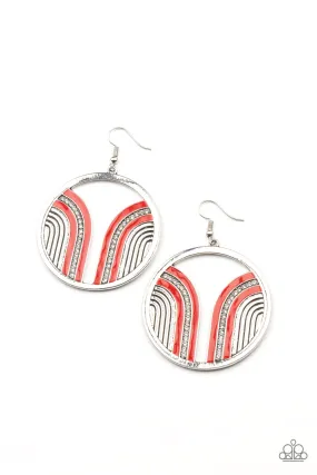 Delightfully Deco Red-Earrings