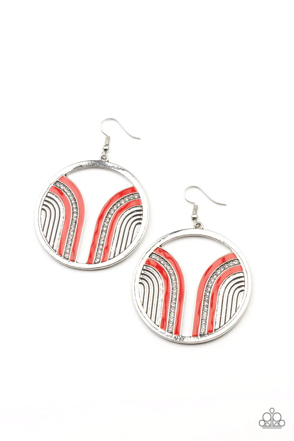 Delightfully Deco Red-Earrings