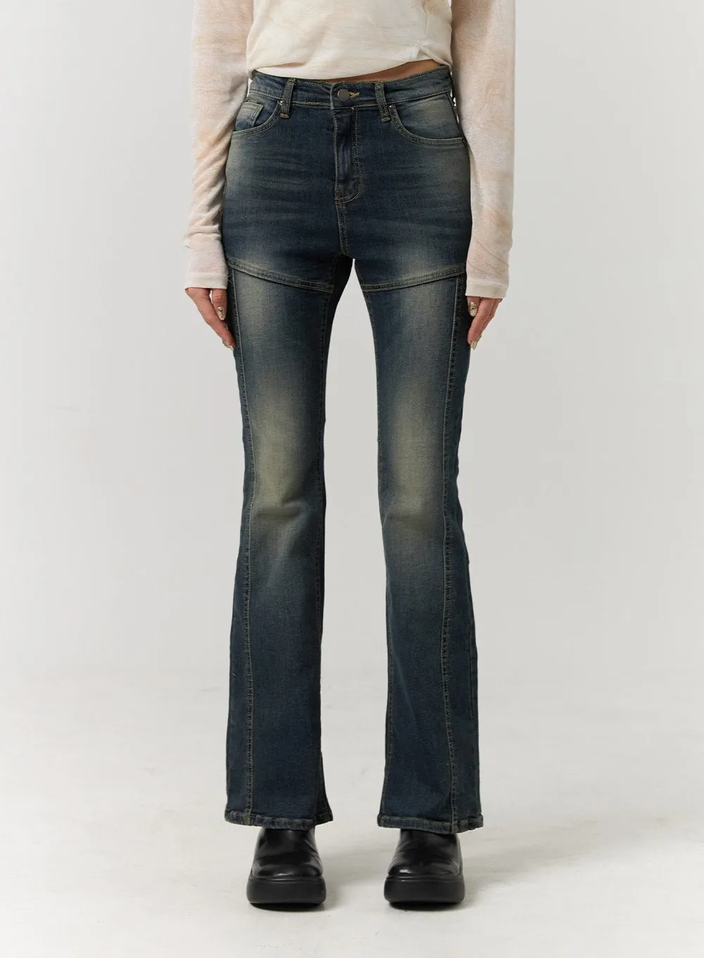 Denim Middle Waist Flared Jeans CJ405