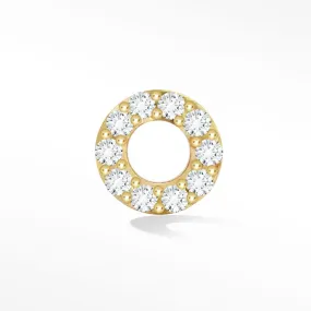 Diamond Flat Back Earring Donut 14k Yellow