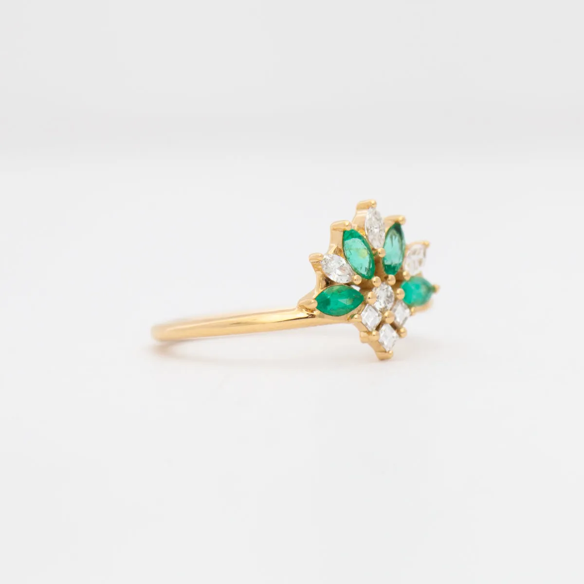 Emerald and Diamond Cluster Ring