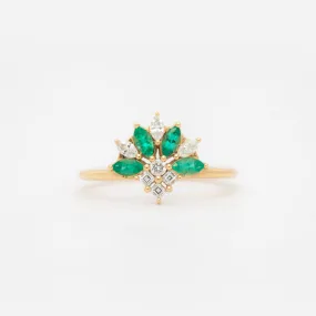 Emerald and Diamond Cluster Ring