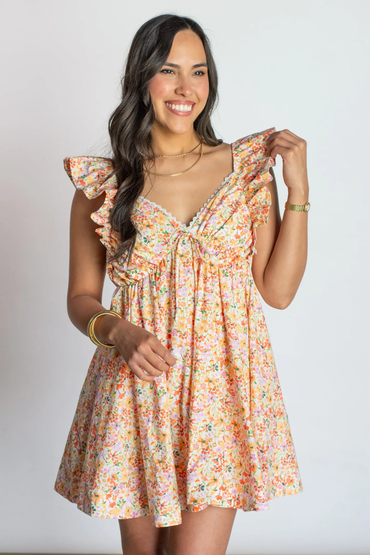 Endless Sunsets Peach Floral Mini Dress