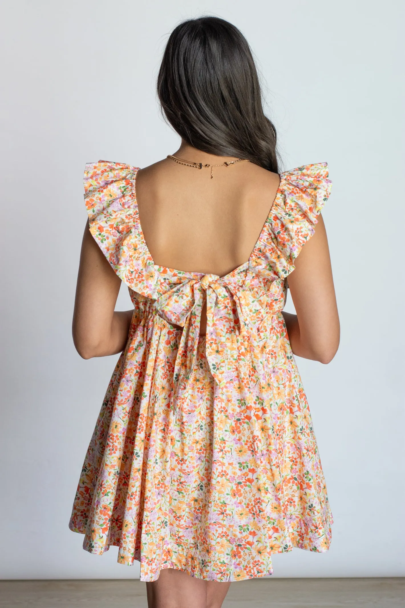 Endless Sunsets Peach Floral Mini Dress