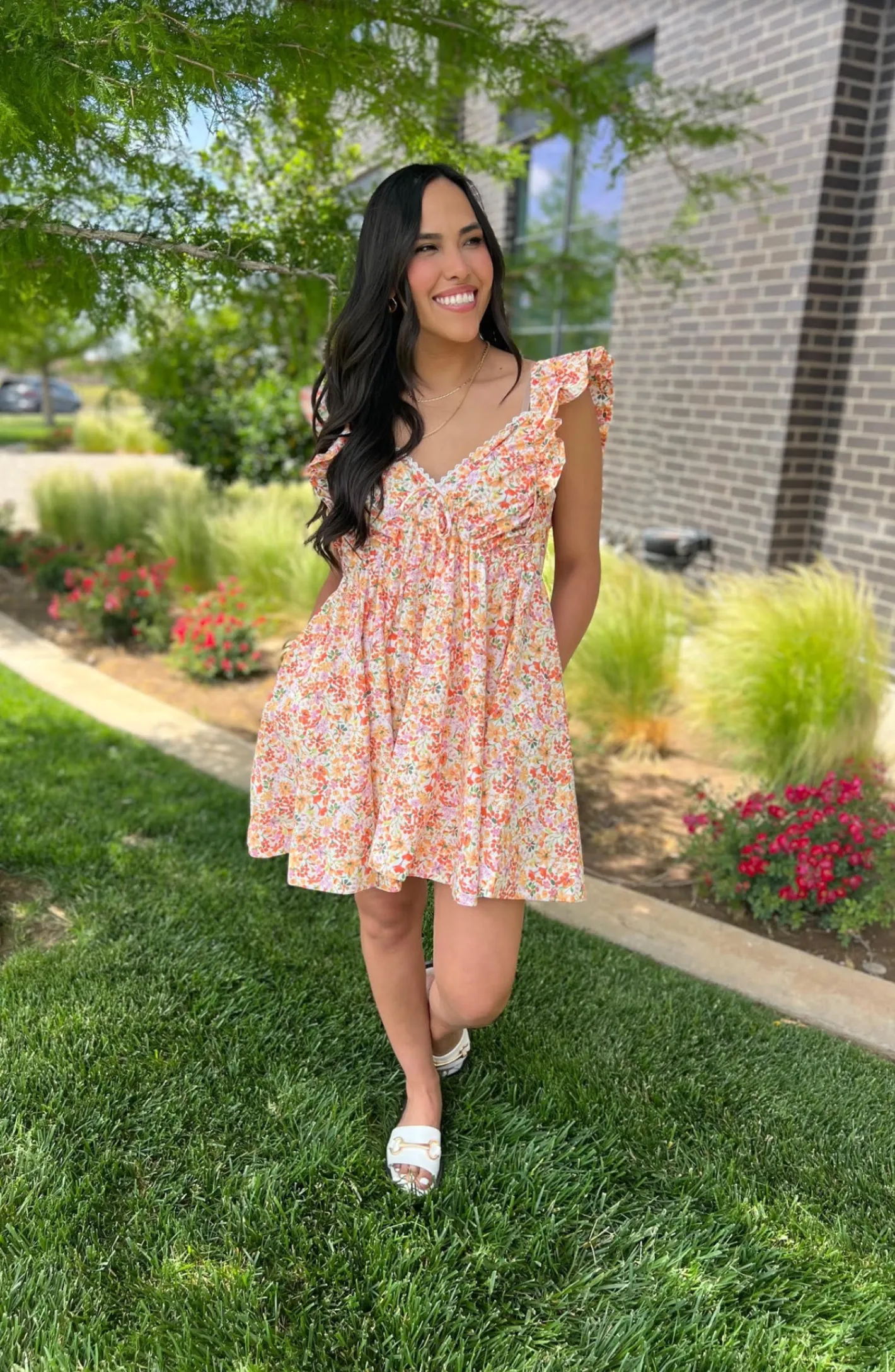 Endless Sunsets Peach Floral Mini Dress