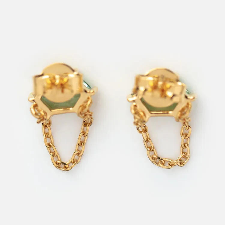 Fern Green Topaz Chain Stud Earrings