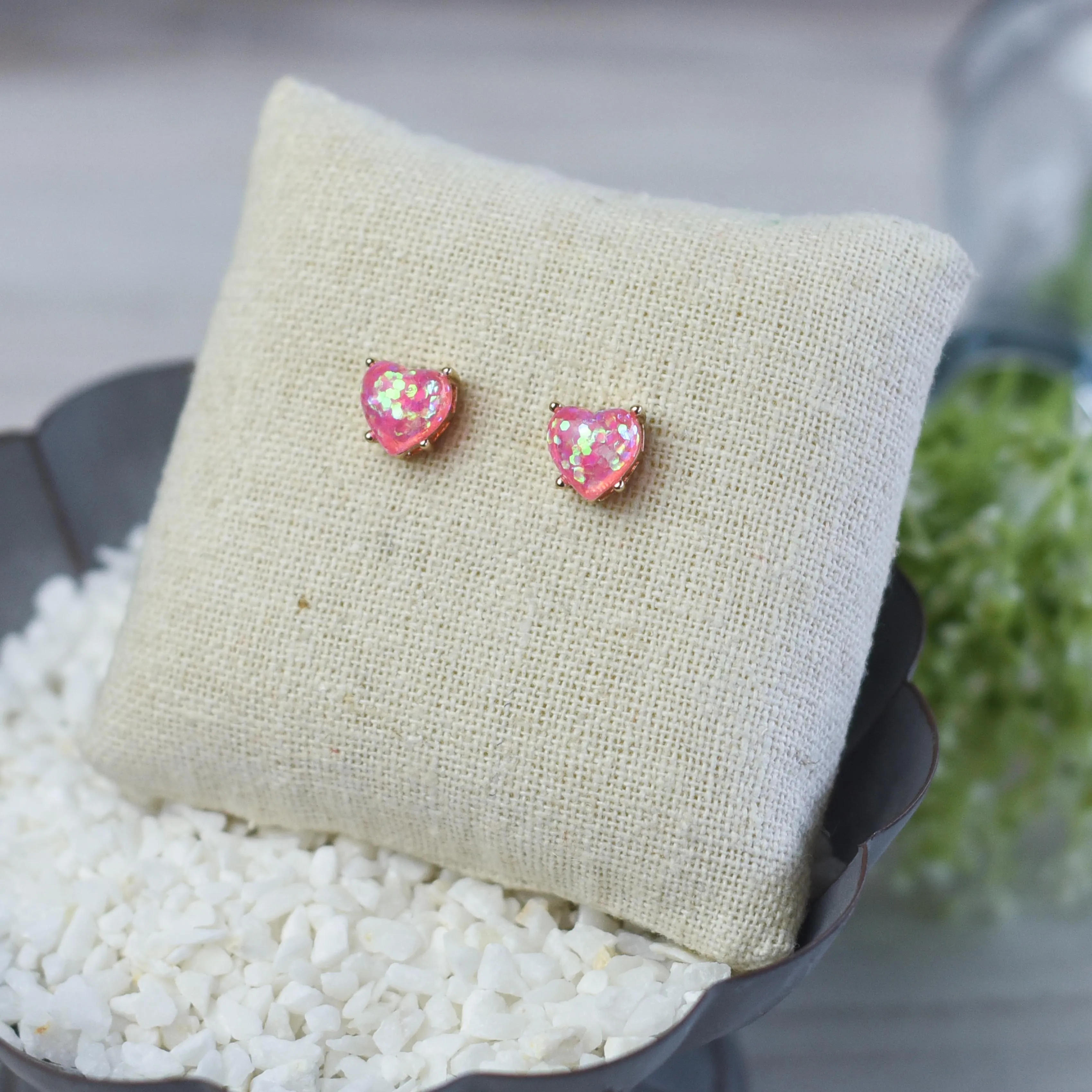 Glitter Heart Earrings