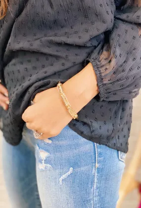 Gold Chain Link Stretch Bracelet