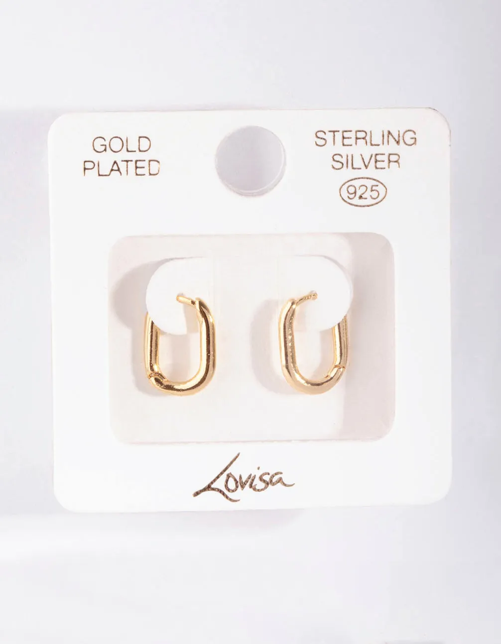 Gold Plated Sterling Silver Long Oval Huggie Earrings