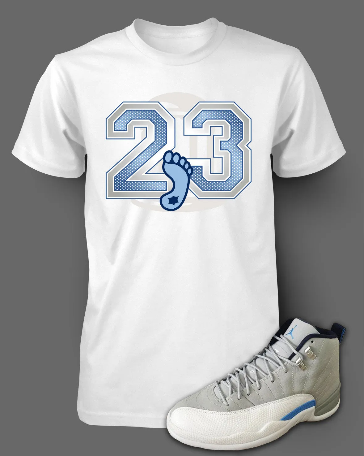 Graphic T Shirt To Match Retro Air Jordan 12 Grey/University Blue Shoe