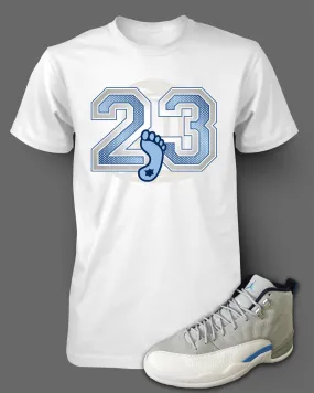 Graphic T Shirt To Match Retro Air Jordan 12 Grey/University Blue Shoe