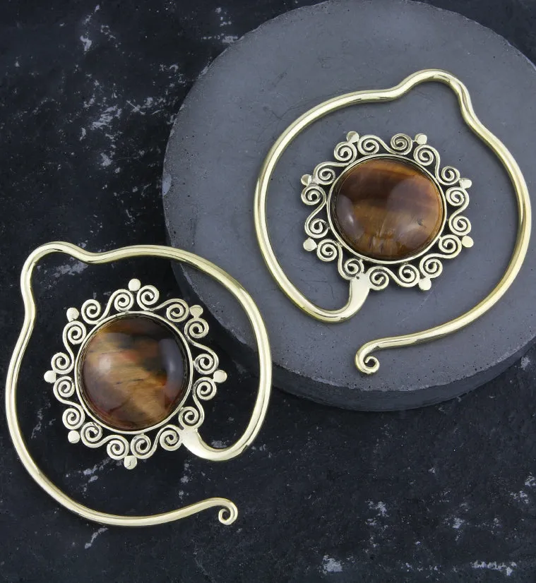 Helix Tigers Eye Stone Hoop Ear Weights