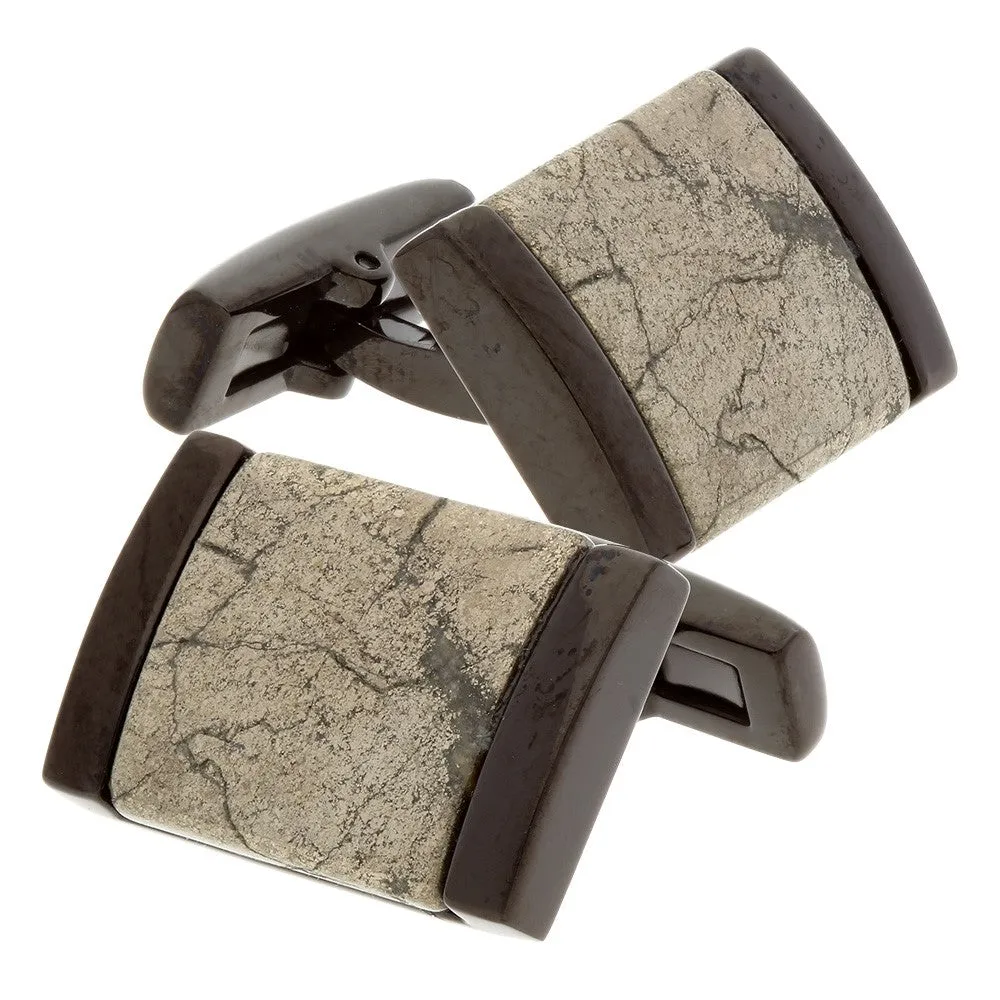 IBGoodman Stainless Steel Black IP-Plated Chalcopyrite Cuff Links