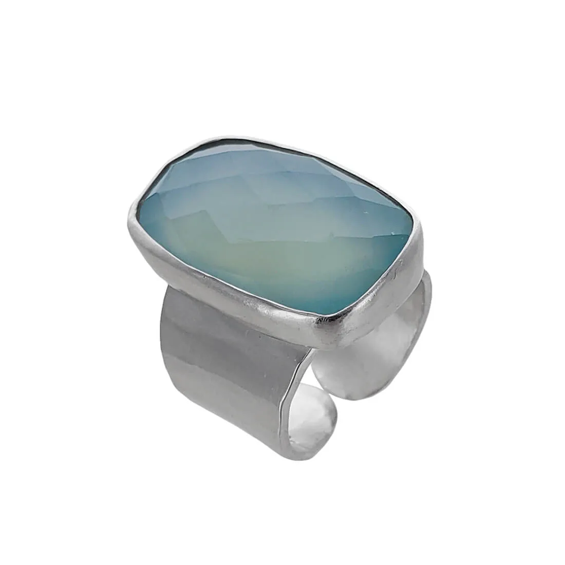 J & I Tropical Waters Chalcedony Band Ring