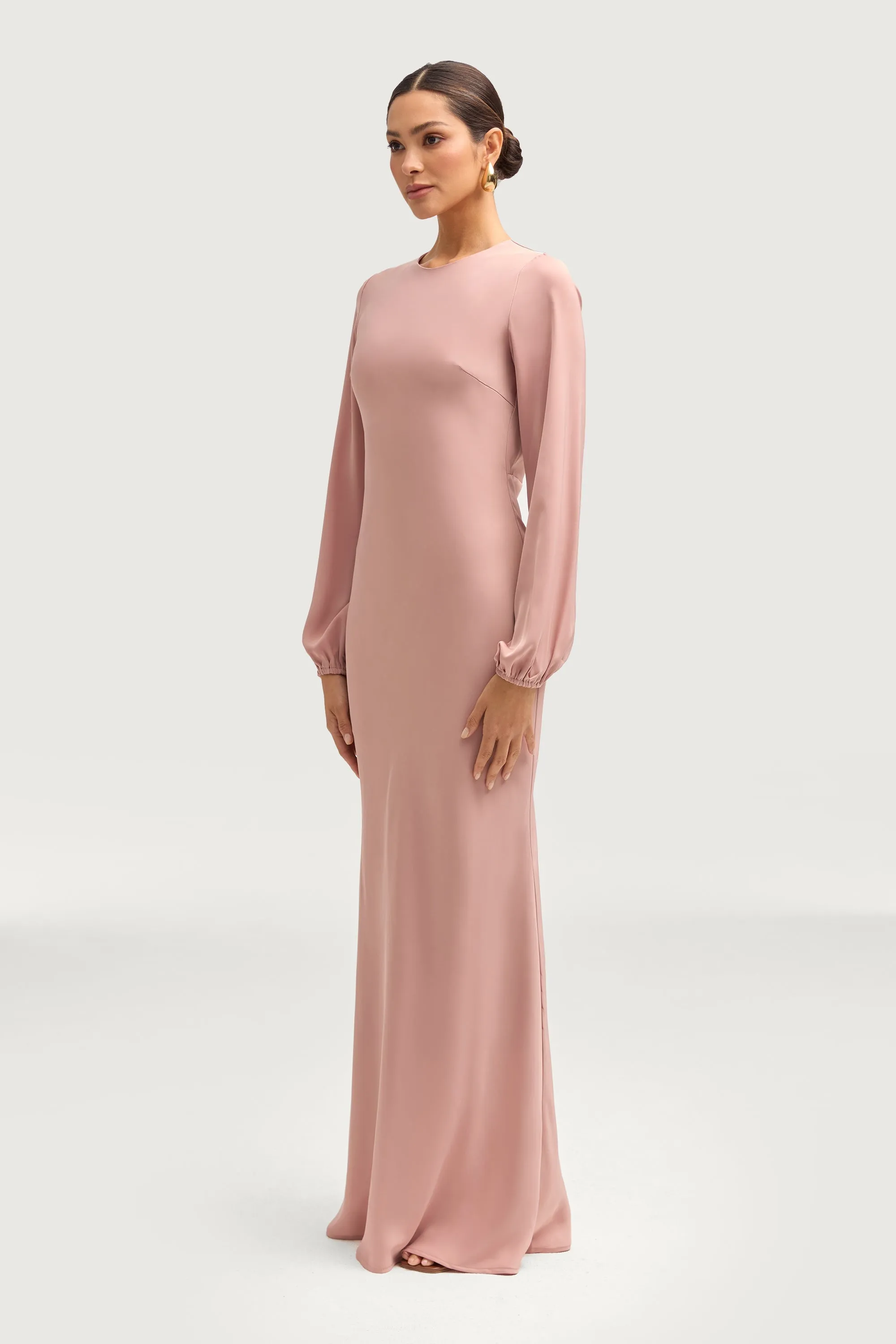 Kamila Satin Maxi Dress - Blush