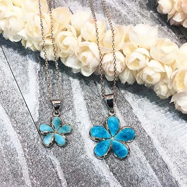 Larimar Plumeria Pendant