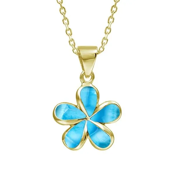 Larimar Plumeria Pendant