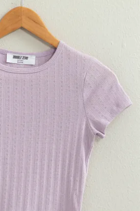 Lavender Pointelle Casey Tee