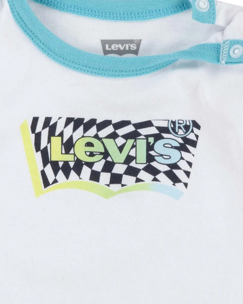 Levi's Kids infant T-shirt and denim shorts outfit 6EH020-W1T bright white