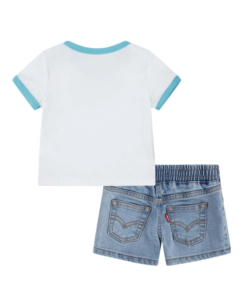 Levi's Kids infant T-shirt and denim shorts outfit 6EH020-W1T bright white