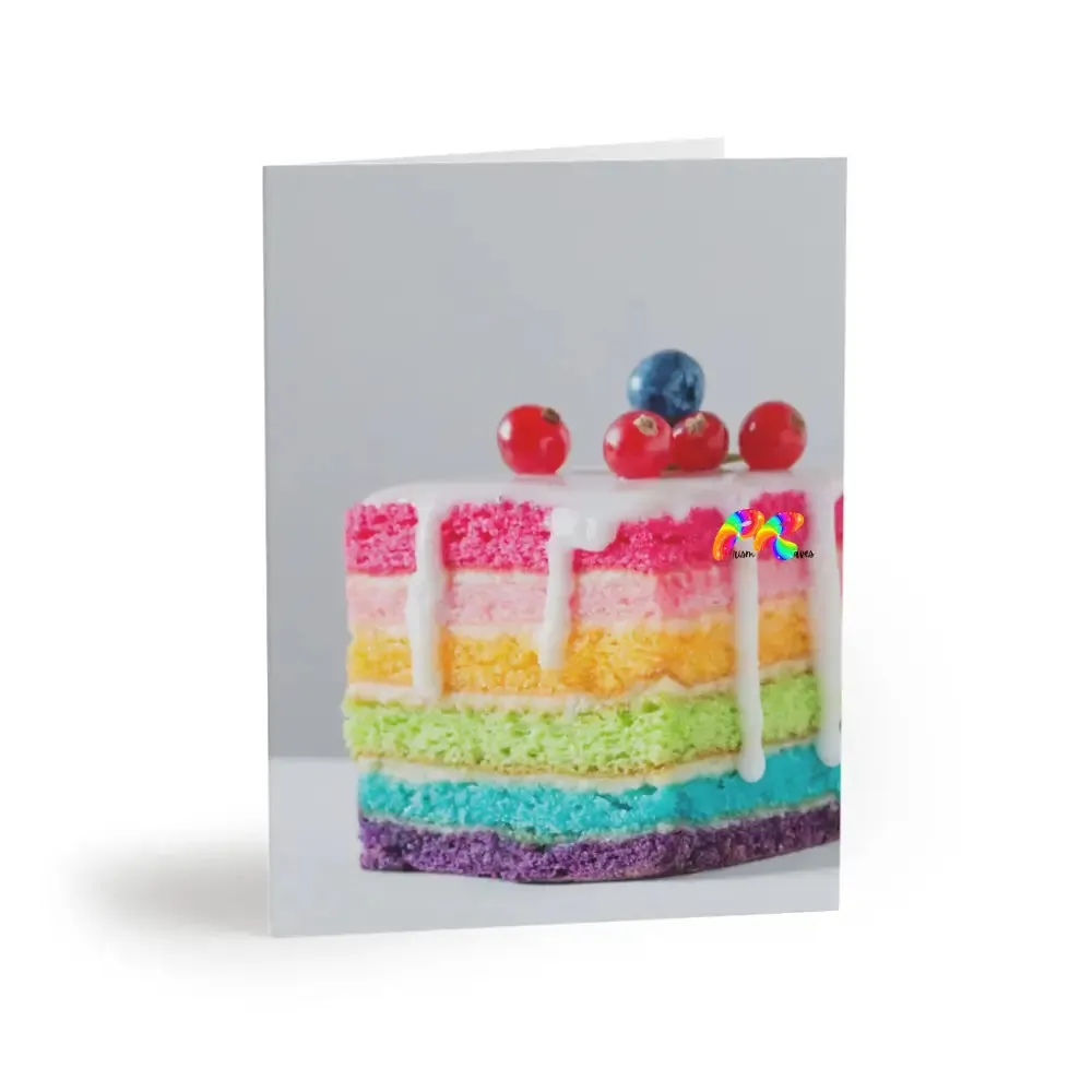 LGBTQ Rainbow Cake Blank Birthday Cards