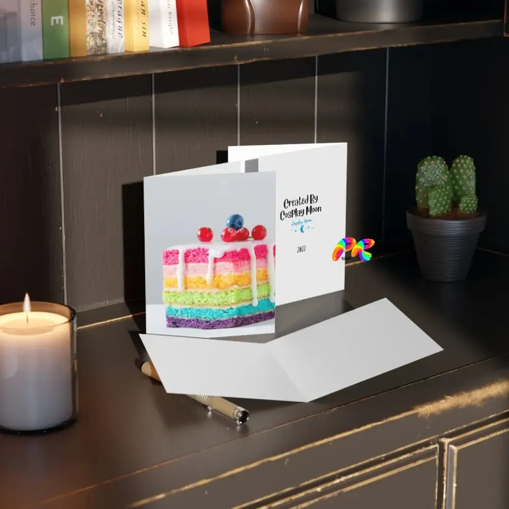 LGBTQ Rainbow Cake Blank Birthday Cards