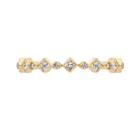 Mariposa Stackable 18k Yellow Gold Catherine White Princess Cut 0.74ctw Diamond Band